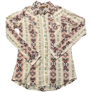 Wrangler Women's Aztec Geometric Button-Up Southwestern Design Shirt Size Small